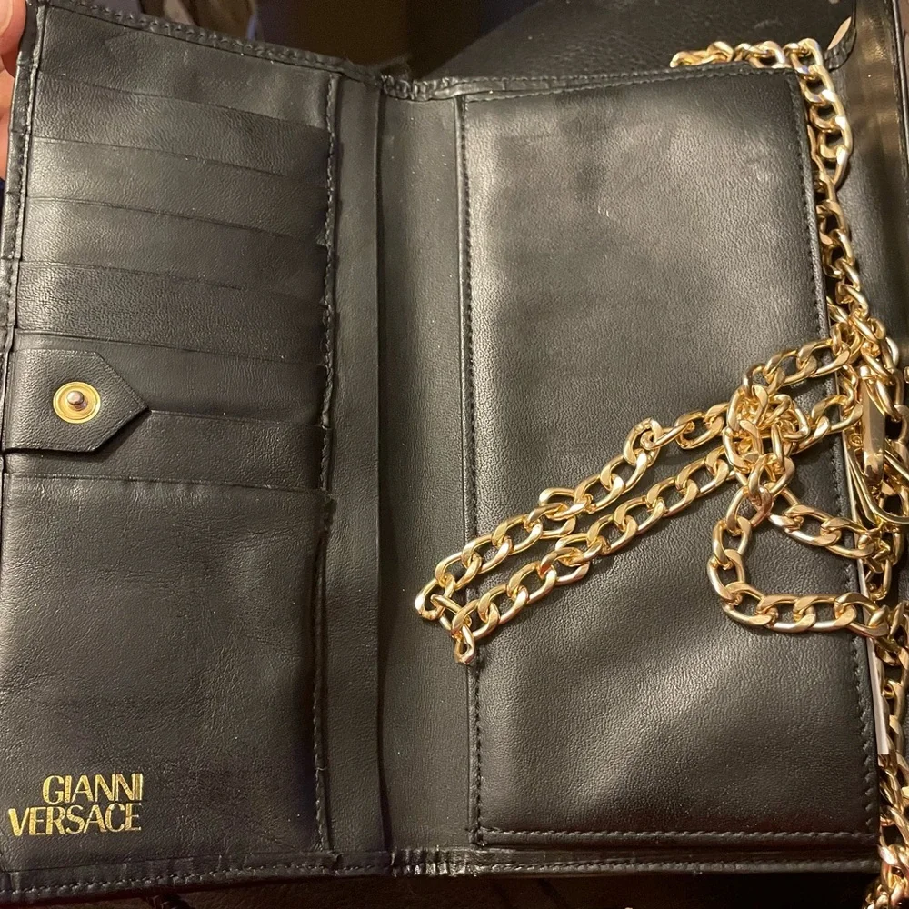 Versace Black & Yellow Floral Chain Clutch
